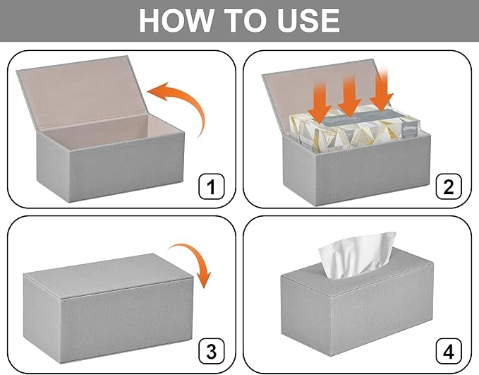 Colylan Tissue Box Cover Rectangular Tissue Box Holder for Bathroom (Grey)