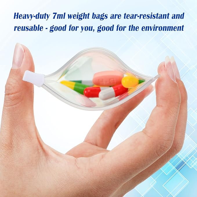 Zonon Pill Pouch Bags Zippered Reusable Pill Baggies Clear Plastic Bags Self Sealing Travel Medicine Organizer Storage with Slide Lock for Cod Liver Oil, and Small Items(12 Pieces)