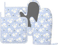 Oven Mitts Pot Holders Set Daisy Flower Pastel Silicone Kitchen Gloves Potholders Heat Resistant for Chef Baking Cooking Grilling BBQ 4 Pack Mitt