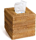 KALEKAIL Rattan Tissue Box Cover, Wicker Tissue Box Holder Square, Boho Decorative Woven Rattan Tissue Holders for Bathroom Living Room Kitchen, Natural