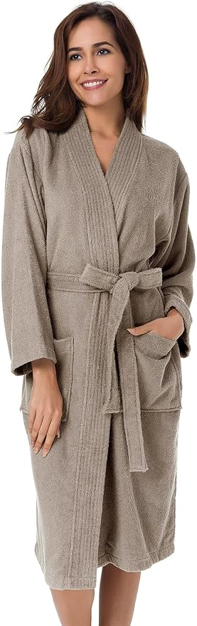 SIORO Women Terry Cloth Bath Robes with Pockets, Soft Long Cotton plush Kimono Wrap Bathrobe, Spa, Fuzzy Female nightgrown
