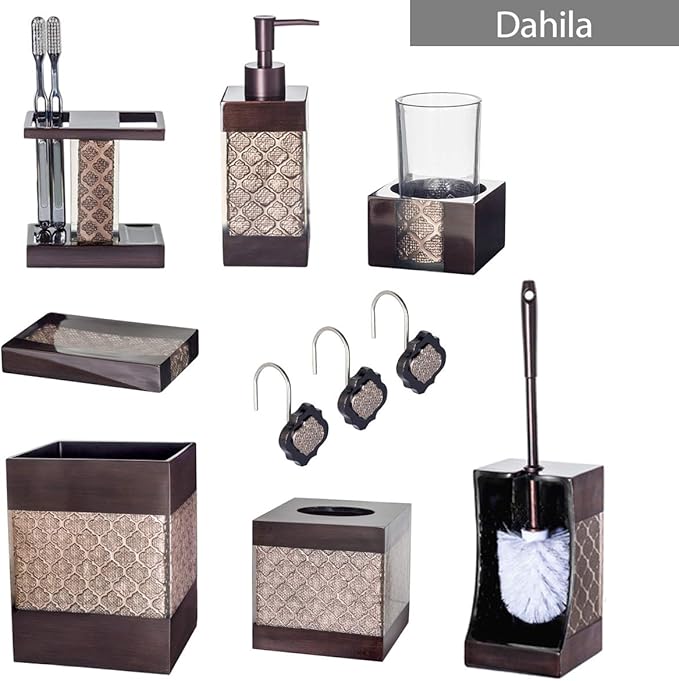Dahlia Square Tissue Box Cover Square - Brown Tissue Box Holder Vessel - Decorative Tissue Holder for Bathroom - Elegant Brown Bathroom, Bedroom, Office Decor
