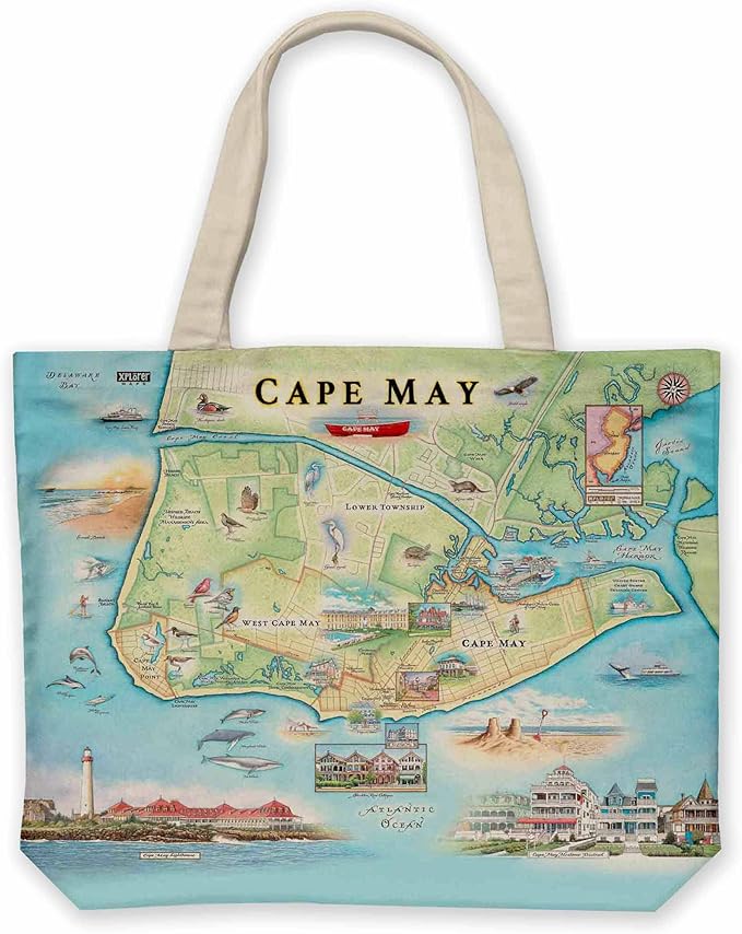 Xplorer Maps Canvas Tote Bag with Handles, Cloth Grocery Shopping Bag, Reusable & Eco-friendly Bag, 100% Cotton, Washable