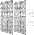 TidyMaster Clear Crystal 2 Pack 35 Pockets Large Hanging Shoe Organizer Over The Door Shoe Rack for Closet Door Storage Shoe Holder Hanger, 8Hooks, grey