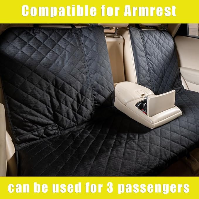 YOVEEKLE Dog Car Seat Cover, Deluxe Waterproof Pet Back Carseat Protector for Cars, SUVs, Trucks, Nonslip and Easy Cleanup Backseat Pet Cover for Automotive Rear Bench (Black)