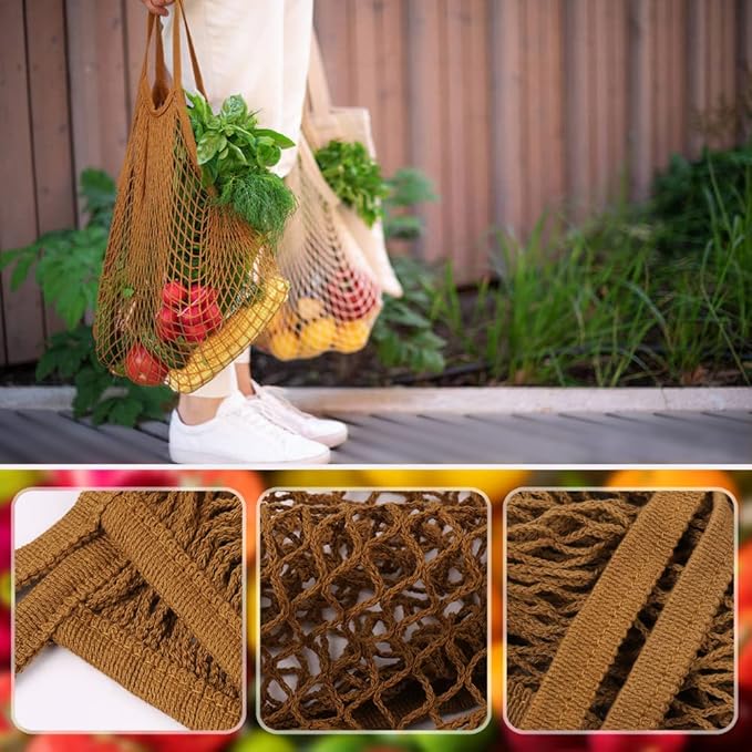 DRWSSR 2pcs Fashion Storage Mesh Bag Reusable Fruit Mesh Bag Shopping Mesh Bag Pure Cotton Portable Mesh Bag Shopping Bag