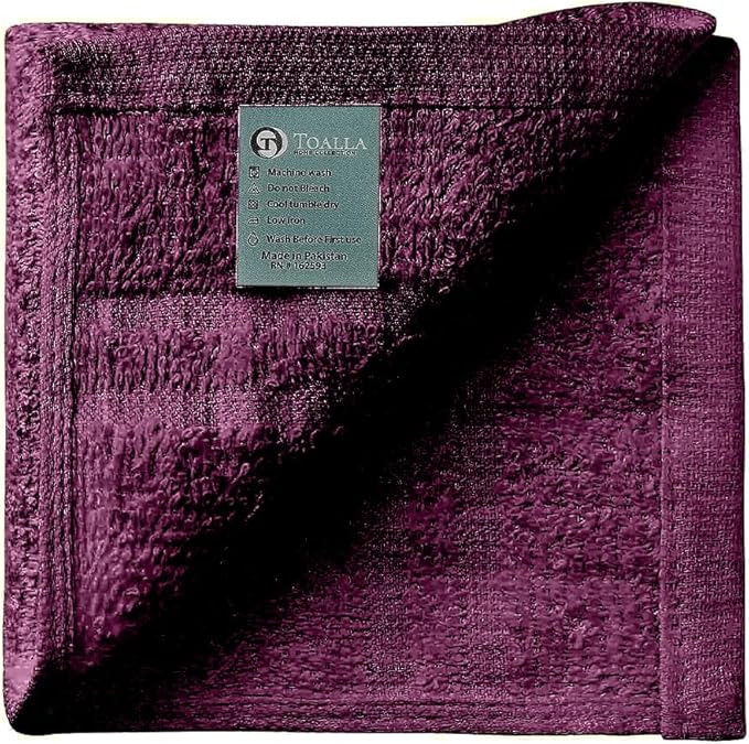 TOALLA 100% Cotton Washcloths - 60 Pack|400 GSM|Soft Face & Body Washcloths|Highly Absorbent|12 x 12 in|Purple