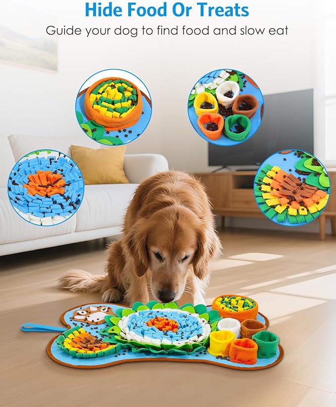 AMIR Snuffle Mat for Dogs, Sniff Mat Slow Feeding, Dog Snuffle Mat Encourages Natural Foraging Skills, Slow Eating, Help Stress Relief and Training