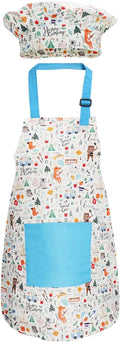 Jennice House Kids Apron and Chef Hat Set, Cute Children Baking Aprons for Cooking Baby Baking Aprons