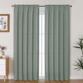 Lecloud Bessie Sage Green Curtains 84 Inches Long 2 Panels, Cozy Light Filtering Faux Linen Curtains, Durable Farmhouse Drapes with Rod Pocket for Bedroom Dining Room Home Office, Each 50" W x 84" L
