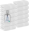 DAN RIVER 12-Pack Premium 100% Cotton White Face Towels for Bathroom - Reusable Face Wash Cloths for Showering 12 X 12 Inches - 550 GSM Super Soft & Absorbent Luxury WashCloths for Body, Spa & Gym