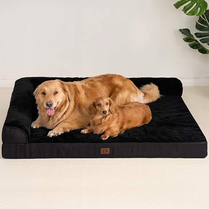 EHEYCIGA Extra Large Dog Bed Othorpedic, Memory Foam XL Dog Bed with Washable Removable Cover, Waterproof Pet Sofa Couch XLarge Size Dogs with Nonskid Bottom, 44x32x6.5, Black