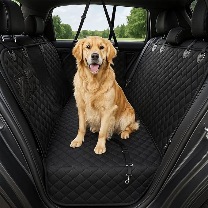fidozen Extra Large Dog Car Seat Cover for Back Seat (59" W x 63" L) - XL Visual Mesh Window 100% Waterproof Dog Hammock for Full-Size Trucks & Large SUVs - Non-Slip 600D Heavy Duty Pet Seat Protector