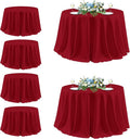 sancua Christmas Red Round Tablecloth 132 Inch Diameter, 6 Pack - Circle Polyester Fabric Table Cloth for Wedding Party Reception Banquet Birthday, Washable Formal Table Cover (Fit 54-96 Inch Tables)