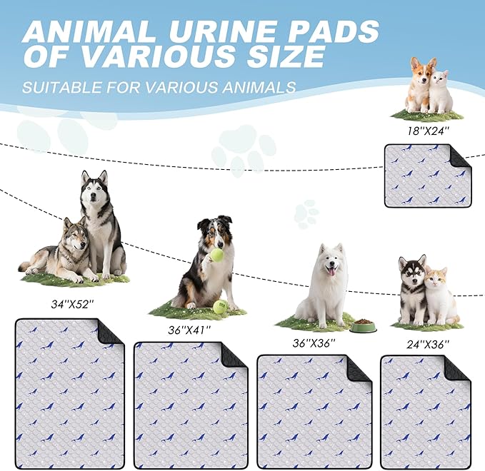 Velvopet Washable Pee Pads for Dogs, 2 Pack Puppy Pads, Super Absorbent & Leakproof with Anti-Slip Bottom for Dog Training, Crates, Car, Pet Pee Pads, and Furniture Protection,18"x24"