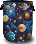 Planets Galaxy Laundry Basket with Sturdy Handles, Universe Collapsible Oxford Cloth Laundry Hamper Organizer Basket for Bathroom Bedroom 15.7x20 Inch