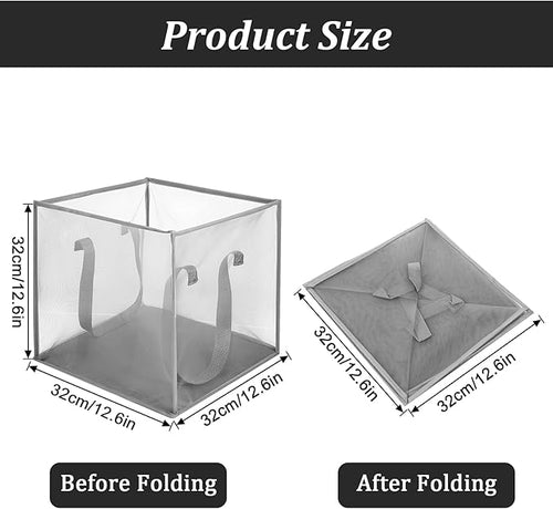 6 Pack Popup Laundry Hamper 13 Inch Collapsibles Laundry Baskets with Handles, Portable Mesh Dirty Clothes Baskets Single Layer Foldable Clothes Hamper for Washing Storage, Dorm and Travel Use (Gray)