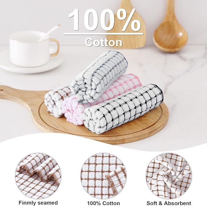 Kitinjoy Cotton 24 Pack Terry Kitchen Towels, 16 x 25 Inches Super Soft and Absorbent Dish Towels, Quick Drying Hand Towels for Kitchen Drying, Mix Color