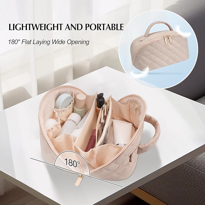 honitty Makeup Bag, Quilted Makeup Bag, Puffy Travel Make up Bags, Cosmetic Organizer Bag, Waterproof Toiletry Bag for Women
