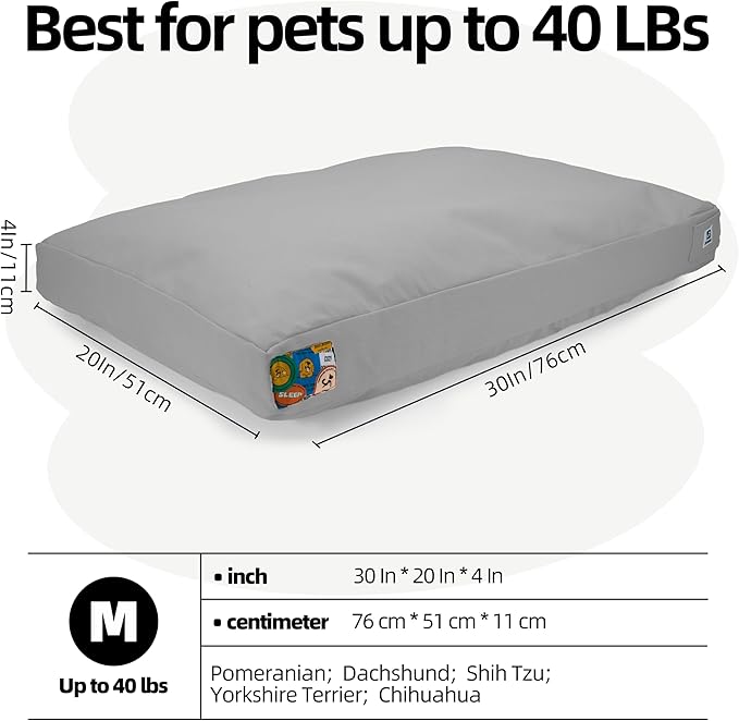 Sytopia 30" Outdoor Indestructible Canvas Dog Bed – Ultra-Durable, Waterproof, Washable, Removable Cover – Comfort for Medium Dogs – Perfect for Patio, Crate, or Adventure (Light Grey)