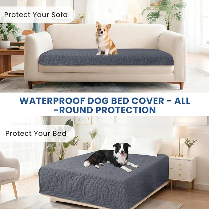 CYCMACO Waterproof Dog Bed Cover Pet Blanket, Soft Couch Cover for Dogs Washable, Non-Slip Dog Blanket Protect Furniture Couch Sofa Car for Puppy Large Dogs Cat (82x102 Inch, Dark Grey)