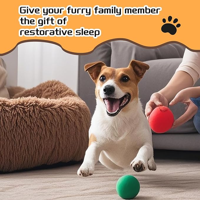 Comfort Donut Dog Bed for Small Dogs, Cat Bed & Pet Bed for Indoor Use, Medium Size with Soft Plush, Round Dog Beds for Large Dogs and Cats(Coffee, 32''Lx32''Wx8''Th)