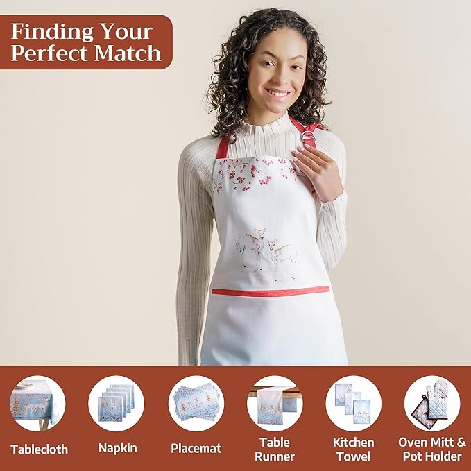 Maison d' Hermine 100% Cotton Apron for women with Pocket Kitchen Chef Apron for Men Cooking Gardening Server Waitress