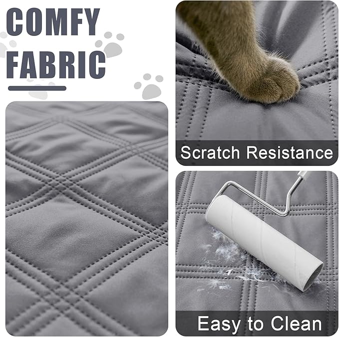 Smiry Waterproof Dog Bed Cover Blanket 68x82, Soft Reversible Pet Blanket, Washable Leakproof Cats Dogs Couch Cover for Sofa, Couch, Furniture, Lattice, Grey/Grey