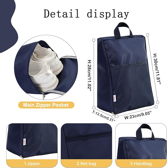 MOGARBRO Shoe Bags for Travel Storage Bag Organizer Bags Travel Accessories Must Haves Shoe Organizer Packing Cubes Beach Swim bag Daily Use Storage Travel Essentials Women Men Navy blue