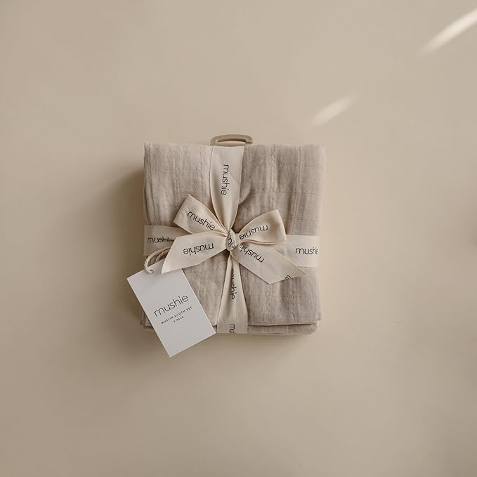 mushie Muslin Baby Cloths | 100% Organic Cotton | 23.5" x 23.5" (Rainbows) 3-Pack