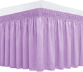 Biscaynebay Wrap Around Bed Skirts with Adjustable Belts for Full & Full XL Beds 15" Drop, Violet Elastic Dust Ruffles Silky Luxrious Fabric Machine Washable