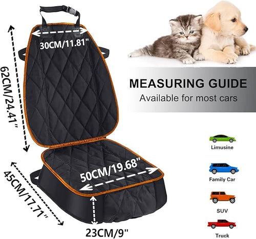 AsFrost Dog Car Seat Cover for Cars SUVs Trucks, Thicked 600D Oxford Heavy Duty Waterproof Front Car Seat Covers for Dogs Durable Nonslip Padded Pet Car Seat Protector with Side Flaps, 2 Pack
