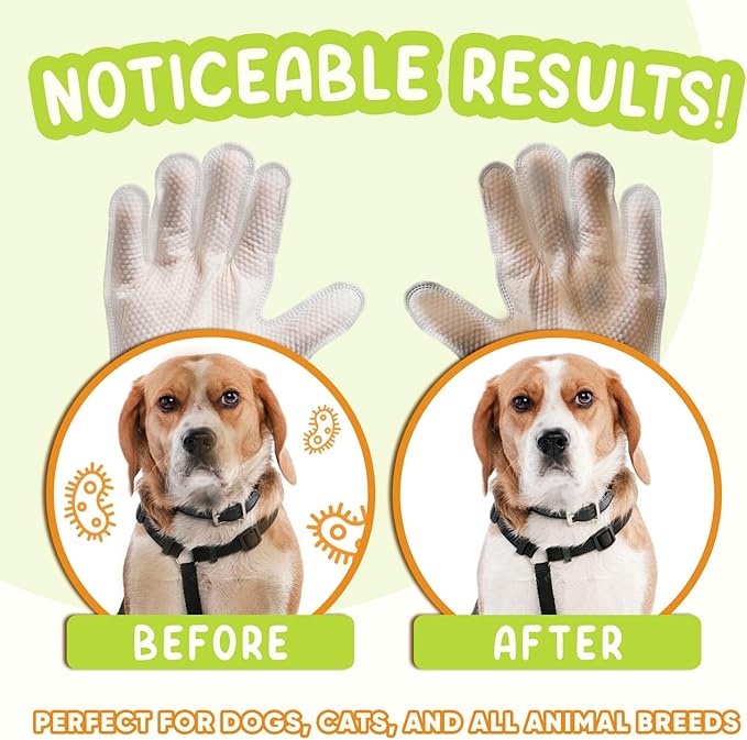 GoEcoVita Pet Glove Wipes for Dogs & Cats | Nourish & Clean Fur & Skin | Coconut Oil & Chamomile Rinse-Free Wipes | Bathing Glove Wipes for Daily Care and Travel | Natural, Hypoallergenic (8 Pack)