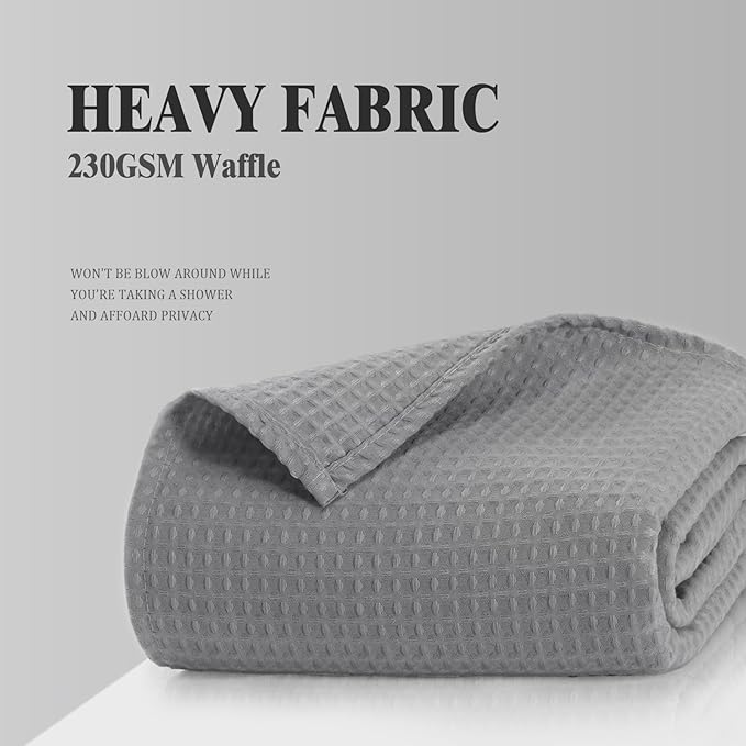 Awellife Waffle Hotel Textured Grey Shower Curtains for Bathroom 230 GSM Heavy Duty Fabric Liner, 72" W X 72" L Inch