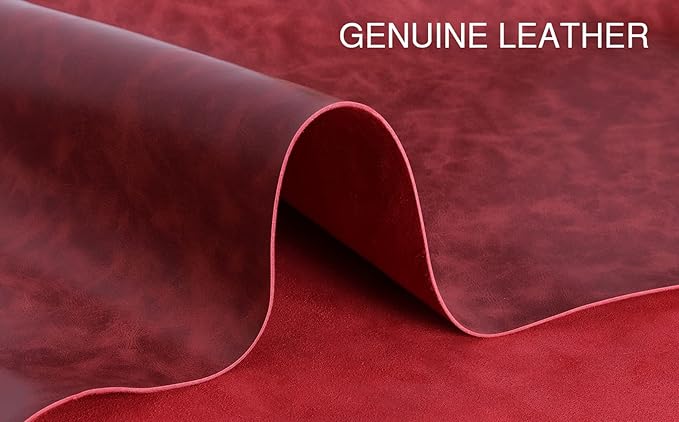 NANRUIL for Microsoft Surface Pro 4/5/6/7/7 Plus + 12.3 inch Case 2015/2017/2018/2019/2021 Genuine Leather Cover Protective Shell Compatible with Type Cover Keyboard and Pencil Holder.Red