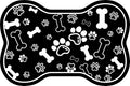 Dog Cat Food Mat,Rapid Absorbent Pet Feeding Mat, Bone Shaped Dog Placemat Water Bowl Mat with Rubber Backing,No Stains Dog Cat Food Mats Indoor, Pet Accessories Supplies 23"x36" Black