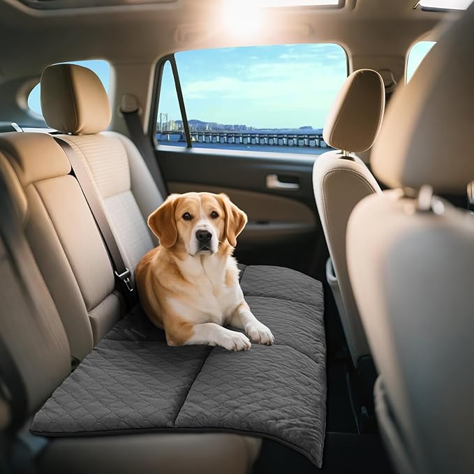 XUYEDOGLSH Car Backseat Dog Mat, Comfortable Non-Slip Cushion Suitable for Travel Dog Bed and Pet Home Sofa Blanket, Custom Mat for Car Backseat Extender and Seat Cover (Gray 51.2 x 23.6in)