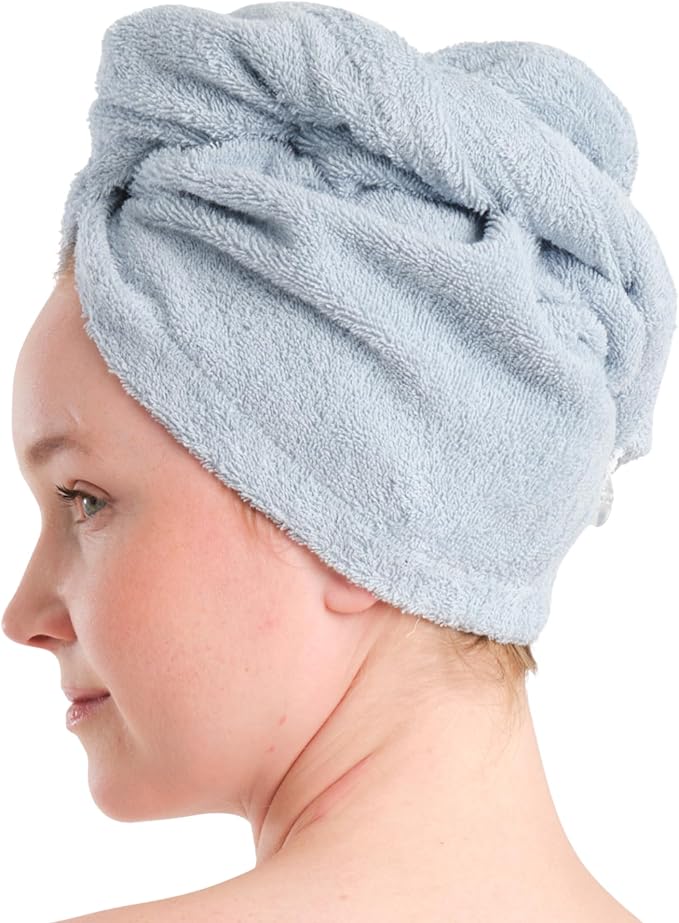 Seritaine Hair Towel Wrap for Women 2 Pack – 100% Turkish Cotton Turban for Wet Hair Quick Dry – Soft & Gentle Head Towel Cap– Soft and Absorbent Cotton - 10x26 inch