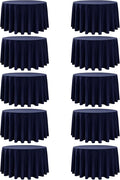 10-Pack Navy Blue Round Tablecloths, 108 Inches, Stain-Resistant Polyester for 4-5 Ft Round Tables - Washable Table Covers for Weddings, Banquets, Birthday Parties, Events