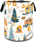VODRM Camping Adventure Forest Laundry Basket, Dirty Collapsible Clothes Toy Organizer Hamper for Kids Adults, Oxford Cloth Waterproof Storage Bin for Bedroom Bathroom Home Decor Gifts, 19.7"X15.7"