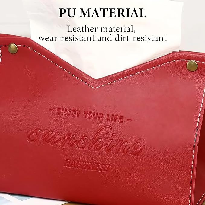 Beleda PU Leather Tissue Box Cover Rectangle Car Living Room Bedroom Kitchen Home Office Desktop Cute Tissue Box Decoration Modern Minimalist Nordic Napkin Holder Medium Tissue Organizer Box (Pink)