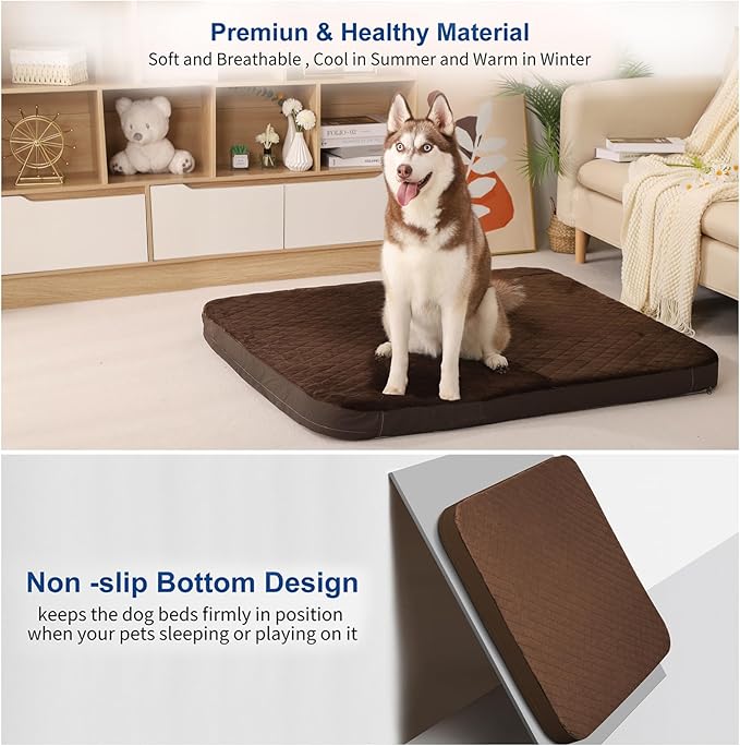 JoicyCo Large Dog Bed, Orthopedic Foam Big Dog Bed Mattress, 40 inch Joint Relief Pet Sleeping Beds, Non Slip Bottom with Removable Washable Cover, Dark Browm