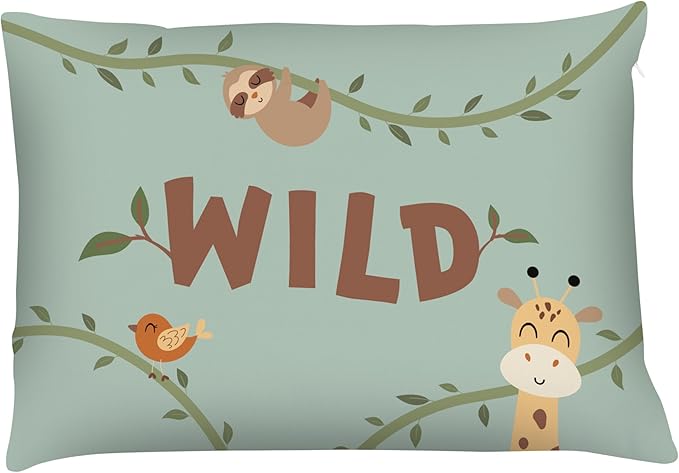 Kids Safari Throw Pillow - 14" x 20" - Double-Sided Printing - Includes Insert - Kids Bedroom Accent Pillow - Nursery Decor - Printed in USA