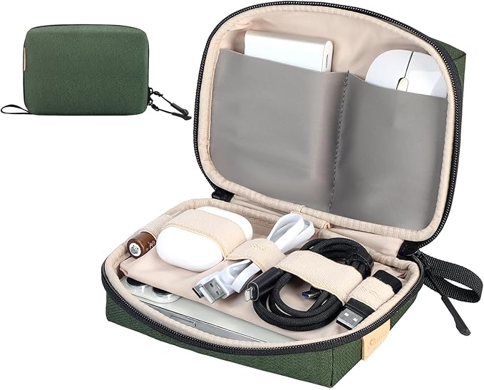 SIMTOP Electronics Organizer Travel Cable Pouch, Small Tech Bag for Cords, Chargers, Power Bank, Earbuds – Portable Cable Pouch for Office, Business Trip, Commute – Water & Scratch-Resistant