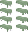 BRILLMAX 8 Pack Sage Green Tablecloths for 8 Foot Rectangle Tables 60 x 126 Inch - 8ft Rectangular Bulk Linen Polyester Fabric Washable Cloth Cover for Wedding Reception Banquet Birthday Party