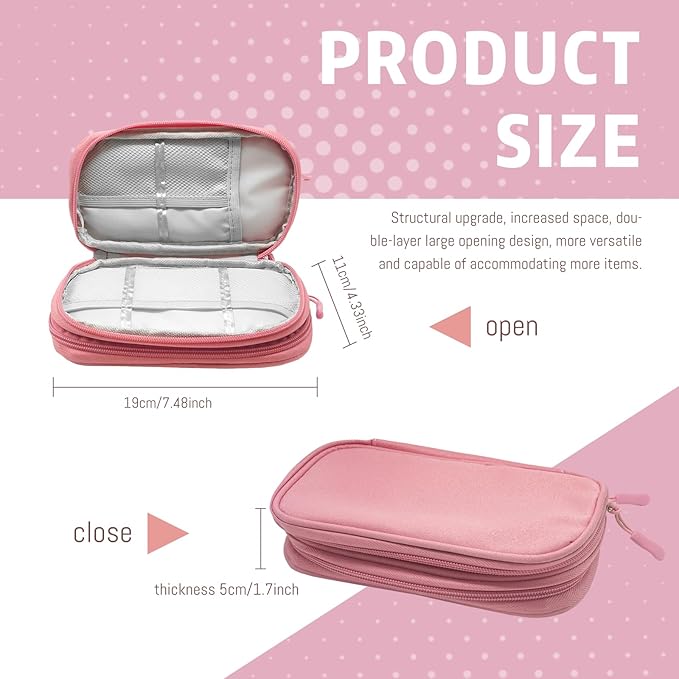 OBHEI Electronic Organizer Double Layer, Water Resistant Cable Organizer Bag for Travel Essentials, Cord, Charger, Phone, Earphone, Large Size,Accessories Travel Essentials (Pink, Double-Layer)