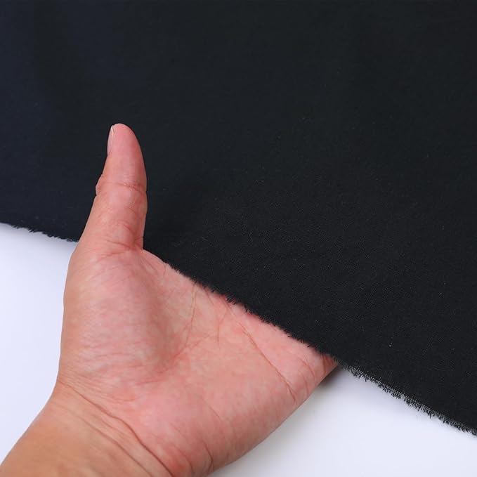 Cotton Fabric Natural Cotton Poplin Fabric by The Yard 100% Cotton, 59 Inches Wide Soft Embroidery Fabric Material for Quilting, Sewing, Crafts, Binding, Backing and Lining (Black, 5 Yard)