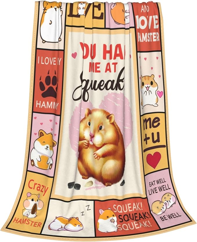 Hamster Blanket Hamster Throw Blanket Soft Fleece Flannel Bedding Gifts for Men Boys Women Girls Lovers Adults Stuff Plush for Couch Sofa Bed Room Decor 60"X80"