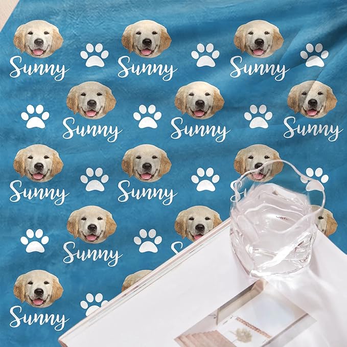 GlisterGlow Personalized Dog Blanket, Customized Pet Blankets with Name Picture, Throw Blanket for Small Medium Large Dog Puppy Cat