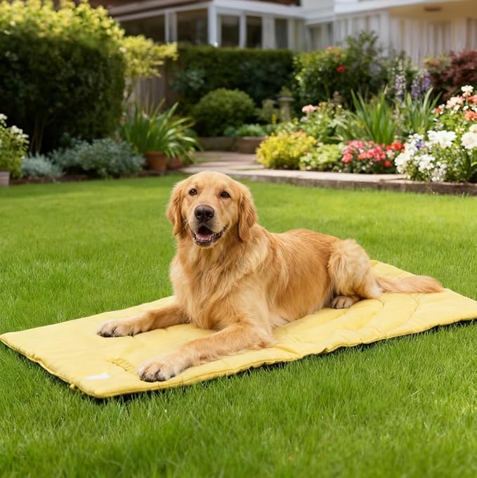 Travel Dog Bed | Camping Dog Bed | 37.4"x25.6" Waterproof Outdoor Dog Mat | Portable Place Mat for Dogs with Handle | Machine Washable | Easy Clean for Outdoor Adventures (Blue)